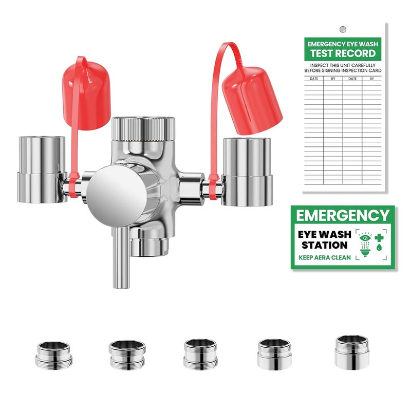 ARRISEA Eye Wash Kit Faucet Mounted Eye Wash Station Sink Attachment Emergency Eye Wash Kit with Adjustable Aerated 5X Common Sink Adapter - Image 1